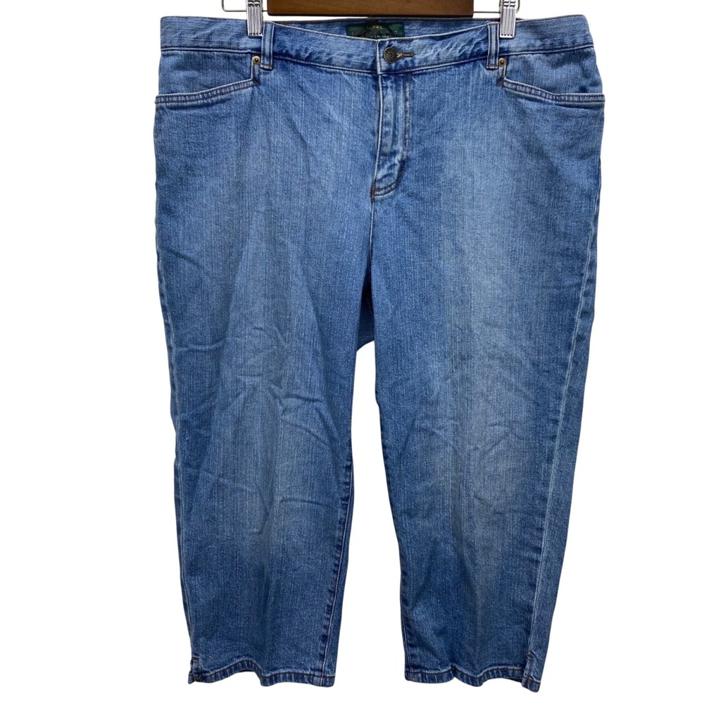 Lauren Ralph Lauren Jeans Co Womens 16W Blue Cropped Capri Denim Pants VTG